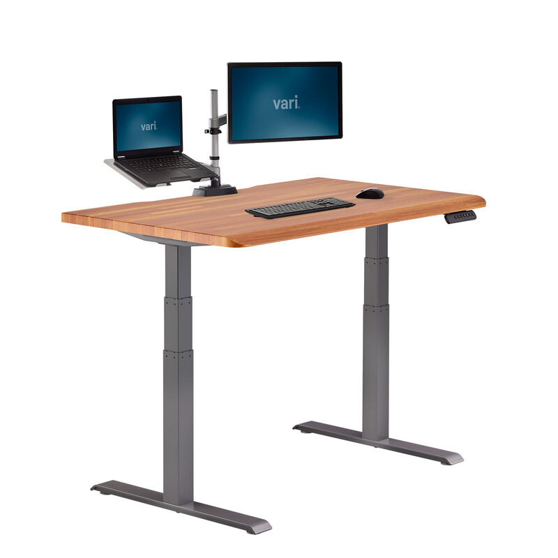 Electric Standing Desk with ComfortEdge in 48x30 Butcher Block in raised position image number null